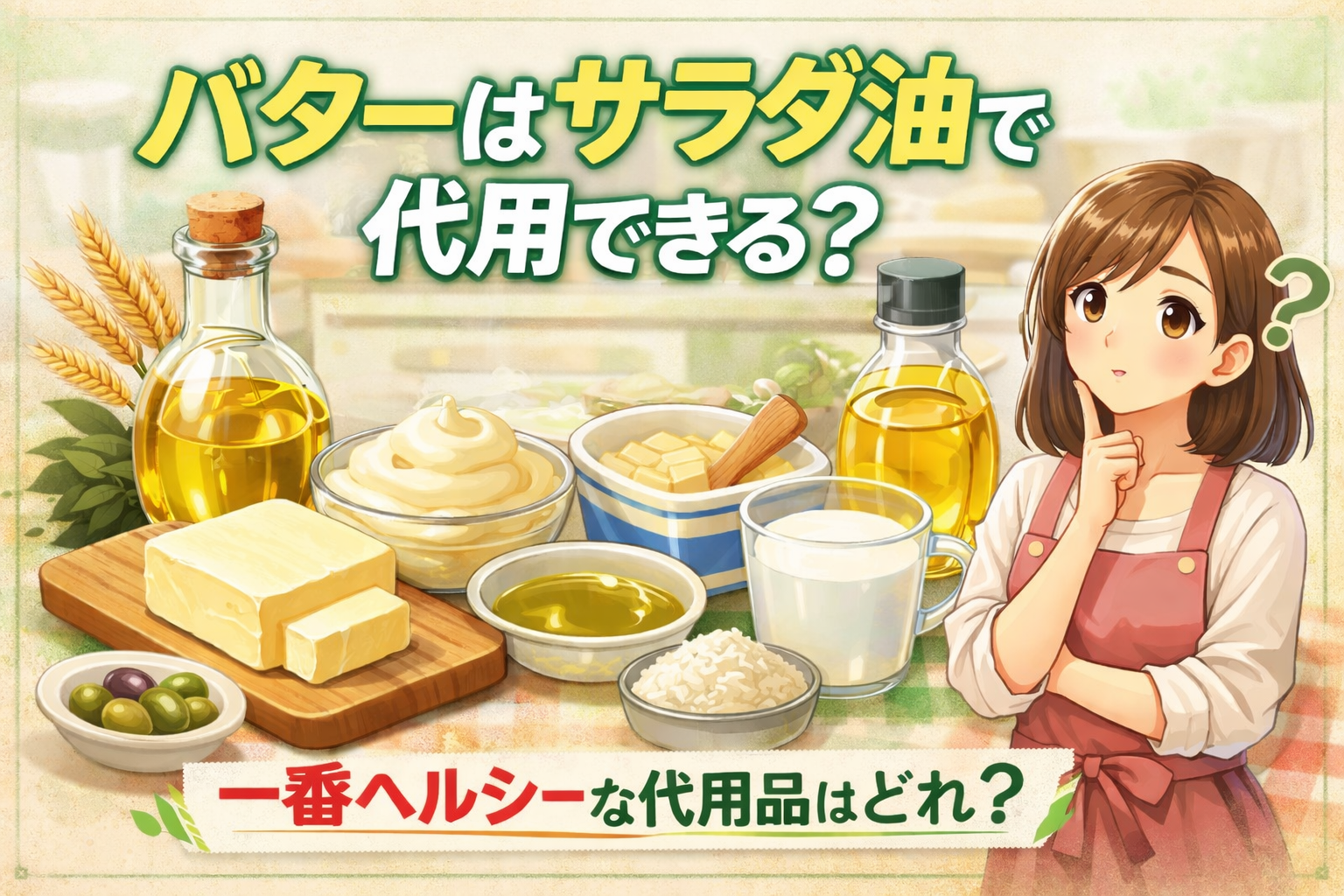 バターはサラダ油で代用できる？マヨネーズ・マーガリン・米油・牛乳などの代用方法と一番ヘルシーな選択肢をやさしく解説
